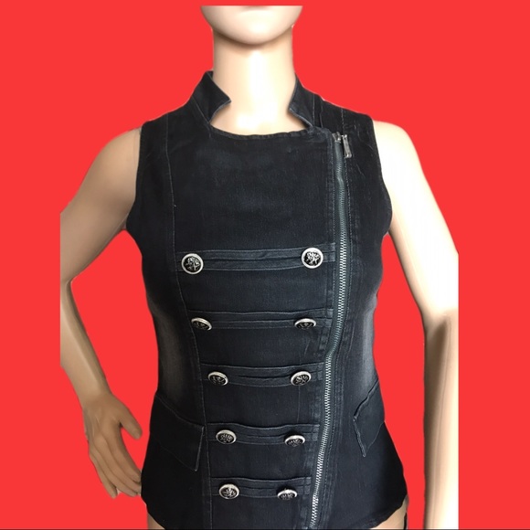 Black Denim Vest - Picture 4 of 7
